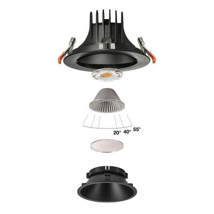 BIG WHITE NUMINOS MOVE DL XL vnitřní LED zápustné stropní svítidlo černá/černá 3000 K 40° otočné a výkyvné 1003724