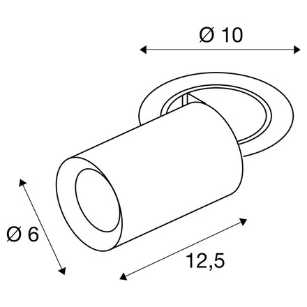 BIG WHITE (SLV) NUMINOS PROJECTOR M stropní zápustné svítidlo 2700 K, 55d, válcové, černé/černé 1006927