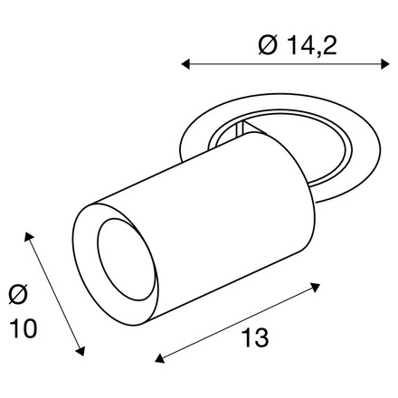 BIG WHITE (SLV) NUMINOS PROJECTOR L stropní zápustné svítidlo, 2700 K, 20°, válcové, černé/bílé 1007030