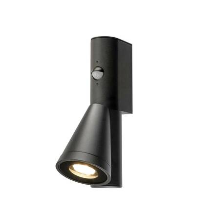 BIG WHITE (SLV) T-TUBE nástěnné svítidlo pro povrchovou montáž, GU10, jednoduché, senzor, IP44, max. 10 W, černé 1008010