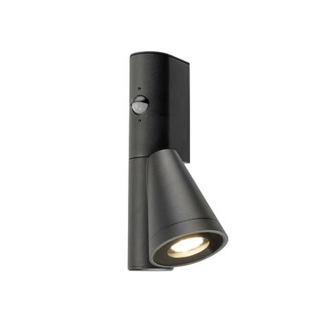 BIG WHITE (SLV) T-TUBE nástěnné svítidlo pro povrchovou montáž, GU10, jednoduché, senzor, IP44, max. 10 W, černé 1008010