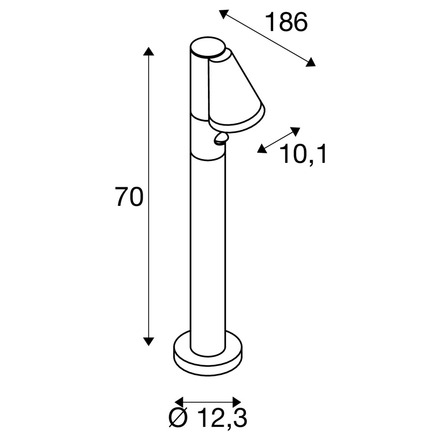 BIG WHITE (SLV) T-TUBE 70 POLE venkovní volně stojící svítidlo, GU10, jednoduché, senzorové, IP44, max. 10 W, černé 1008014