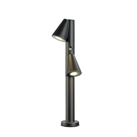 BIG WHITE (SLV) T-TUBE 70 POLE venkovní stojací svítidlo, GU10, dvojité, senzor, IP44, max. 10 W, černé 1008015