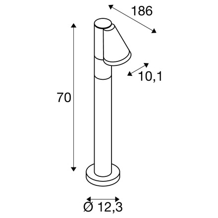 BIG WHITE (SLV) T-TUBE 70 POLE venkovní stojací svítidlo, GU10, jednoduché, IP65, max. 10 W, černé 1008016
