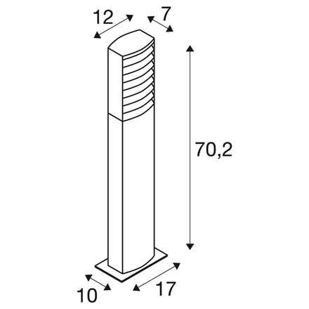 BIG WHITE (SLV) RASTERLYS POLE 70 Stojací lampa, 2700/3000 K, IP65, obdélníkový, antracitní 1008385