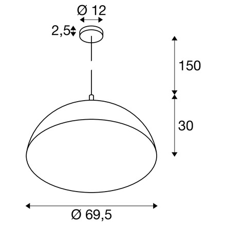 BIG WHITE (SLV) FORCHINI 70 závěsné svítidlo, E27, délka závěsu 150 cm, 1x max. 40 W, matná černá / matná zlatá 1008538