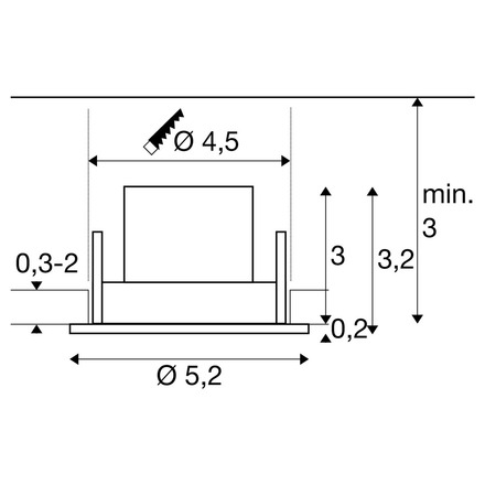BIG WHITE (SLV) NEW TRIA® 45 DL, kulaté, vestavné stropní svítidlo, 3000 K, 24°, černá barva 1009005