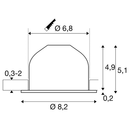 BIG WHITE (SLV) NEW TRIA® 68 vestavné stropní svítidlo, PHASE, AIRTIGHT, kulaté, 2700 K, 7,5 W, černé 1009021