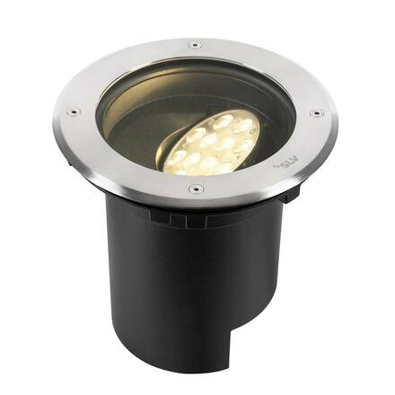 BIG WHITE (SLV) DASAR® L svítidlo do země, asymetrické, 3000K, 70°/40°, IP65/IP67, kulaté, nerezová ocel / černá 1009168