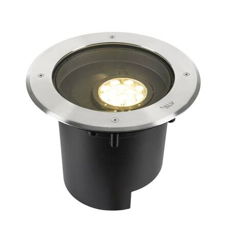 BIG WHITE (SLV) DASAR® XL svítidlo do země, asymetrické, 3000K, 70°/40°, IP65/IP67, kulaté, nerezová ocel / černá 1009170
