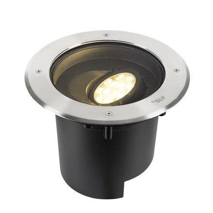 BIG WHITE (SLV) DASAR® XL svítidlo do země, asymetrické, 3000K, 70°/40°, IP65/IP67, kulaté, nerezová ocel / černá 1009170