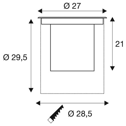 BIG WHITE (SLV) DASAR® XL svítidlo do země, asymetrické, 3000K, 70°/40°, IP65/IP67, kulaté, nerezová ocel / černá 1009170