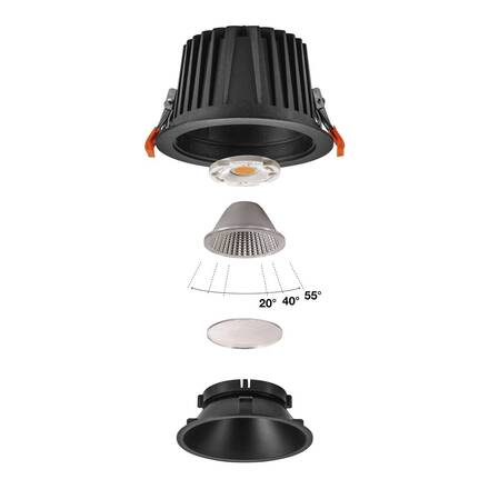 BIG WHITE (SLV) NUMINOS XL Stropní vestavné svítidlo, 3000 K, 40°, IP20, kulaté, černé 1009939