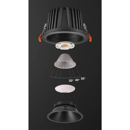 BIG WHITE (SLV) NUMINOS XL Stropní vestavné svítidlo, 3000 K, 40°, IP20, kulaté, černé 1009939