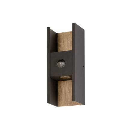 BIG WHITE (SLV) FLATT II nástěnné svítidlo pro povrchovou montáž, SENSOR, 2700 K, max. 10 W, antracit / hnědá 1010107
