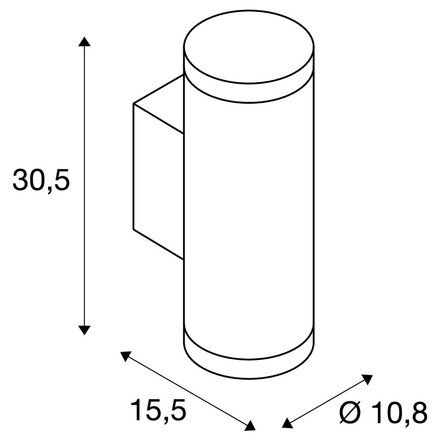 BIG WHITE (SLV) HELIA PRO L nástěnné svítidlo pro povrchovou montáž, jednoduché, DALI, P2, válcové, 2700 K, 15 W, 24°, bílé 1010174
