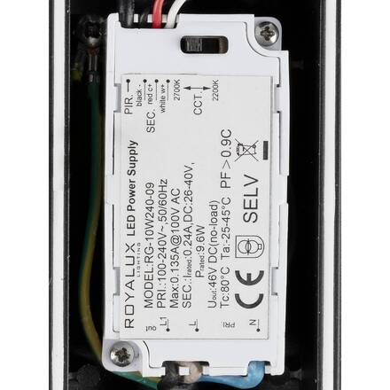 BIG WHITE (SLV) TAHA II nástěnné svítidlo pro povrchovou montáž, SENSOR, 2200/2700 K, max. 10 W, černá 1010196