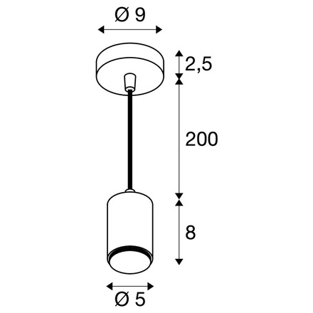 BIG WHITE (SLV) LALU závěsné svítidlo, patice E27, Mix&Match, délka závěsu 200 cm, 1 x max. 10 W, černá 1010285
