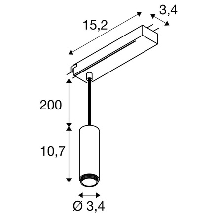 BIG WHITE (SLV) LALU 1~závěsné svítidlo, PHASE, LED Base, Mix&amp;Match, délka závěsu 200 cm, 2700/3000K, 40°, černá 1010288