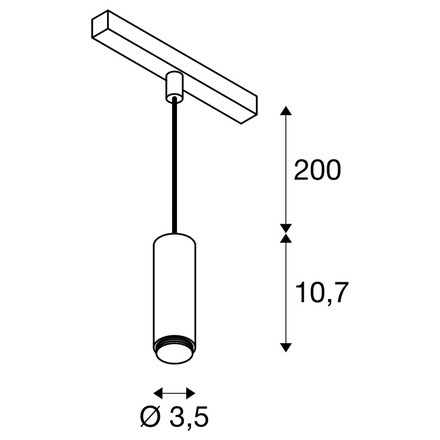 BIG WHITE (SLV) LALU 48V závěsné svítidlo, DALI, LED Base, Mix&amp;Match, délka závěsu 200 cm, 2700/3000K, 40°, černá 1010289