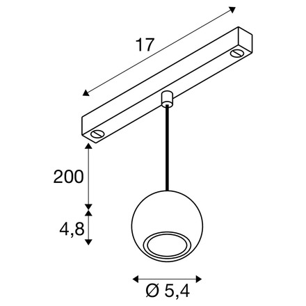 BIG WHITE (SLV) DYSKO 48V závěsné svítidlo, DALI, závěsná délka 200 cm, 2700K, 36°, černá / zlatá 1010336