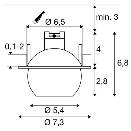 BIG WHITE (SLV) DYSKO Stropní vestavné svítidlo, kulaté, PHASE, 2700K, 6,4 W, 36°, černá / zlatá 1010353