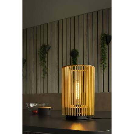 BIG WHITE (SLV) WUD TL E27, stolní lampa, válcové, 1 x max. 40 W, přírodní 1010402