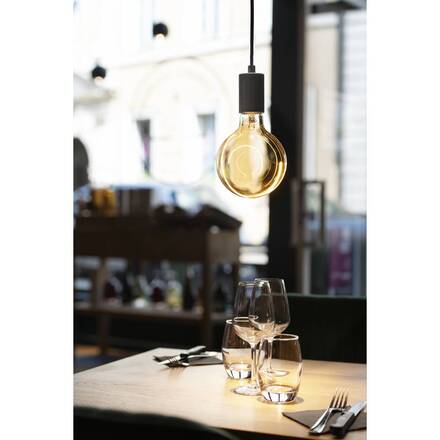 BIG WHITE (SLV) FITU PD E27, žebrovaný, závěsné svítidlo, délka závěsu 500 cm, otevřená koncovka kabelu, 1 x max. 15 W, černá 1010420