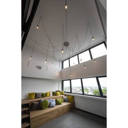 BIG WHITE (SLV) FITU PD E27, žebrovaný, závěsné svítidlo, délka závěsu 500 cm, otevřená koncovka kabelu, 1 x max. 15 W, černá 1010420