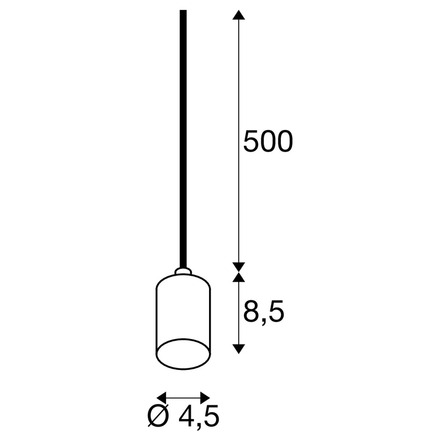 BIG WHITE (SLV) FITU PD E27, žebrovaný, závěsné svítidlo, délka závěsu 500 cm, otevřená koncovka kabelu, 1 x max. 15 W, černá 1010420