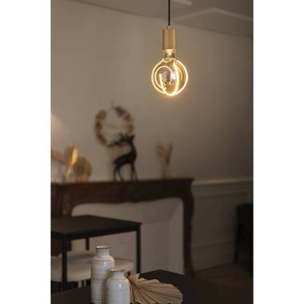 BIG WHITE (SLV) FITU PD E27, žebrovaný, závěsné svítidlo, délka závěsu 500 cm, otevřená koncovka kabelu, 1 x max. 15 W, zlatá 1010421