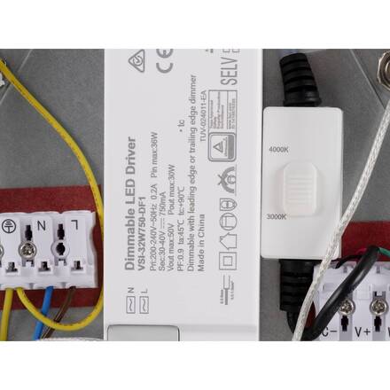 BIG WHITE (SLV) PANEL 60 závěsné svítidlo, kulaté, PHASE, délka závěsu 200 cm, 3000/4000K, 90°, šedá 1010427