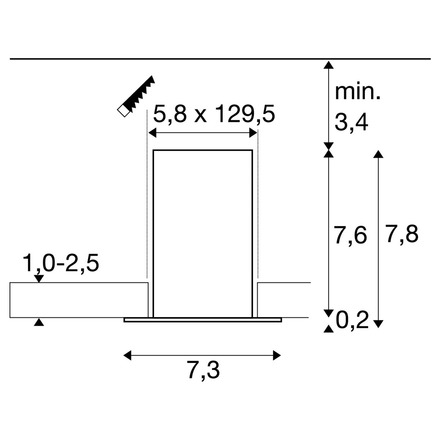 BIG WHITE (SLV) GLENOS PRO Stropní vestavné svítidlo, 1,2 m, DALI, UGR19, 4000K, 75°, IP20, bílé / černé 1010523