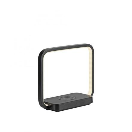 JUST LIGHT LED stolní lampa černá, bezdrátové nabíjení telefonu, dotykový vypínač, stmívatelné 3000K