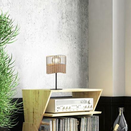 LEUCHTEN DIREKT is JUST LIGHT stolní lampa z černého kovu a dřeva v rustikálním vintage stylu