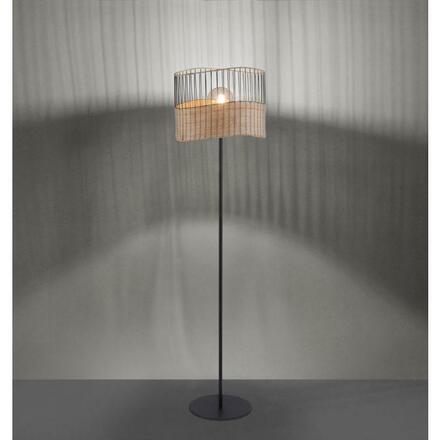 LEUCHTEN DIREKT is JUST LIGHT Stojací svítidlo z kovu a dřeva v rustikálním vintage designu