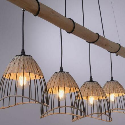 LEUCHTEN DIREKT is JUST LIGHT Závěsné svítidlo v rustikálním vintage designu ze dřeva a kovu