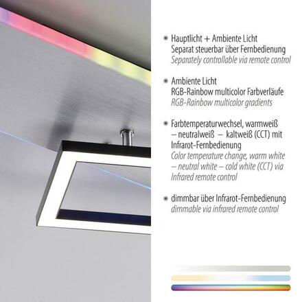 LEUCHTEN DIREKT is JUST LIGHT LED stropní svítidlo hranaté hliník CCT stmívatelné Rainbow RGB 2700-5000K LD 11326-95