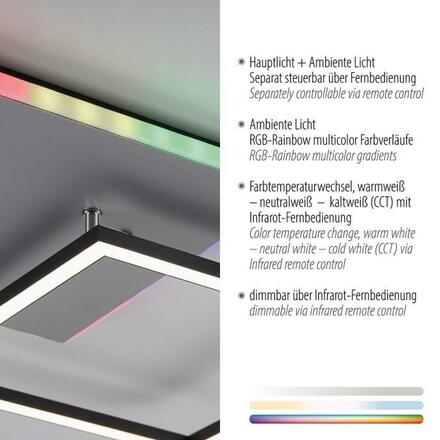 LEUCHTEN DIREKT is JUST LIGHT LED stropní svítidlo hranaté hliník CCT stmívatelné Rainbow RGB 2700-5000K LD 11327-95