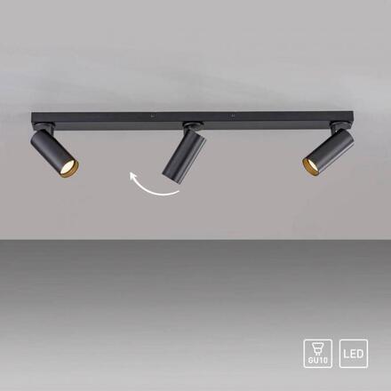 JUST LIGHT Kolekce Schöner Wohnen LED stropní svítidlo RIK, černé, 3-ramenné, otočné 3000K