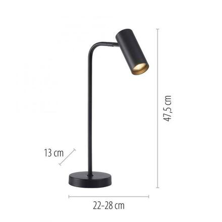 JUST LIGHT Kolekce Schöner Wohnen LED stolní lampa RIK, černá, třída A, otočné a nastavitelné, šňůrový vypínač 3000K