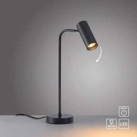 JUST LIGHT Kolekce Schöner Wohnen LED stolní lampa RIK, černá, třída A, otočné a nastavitelné, šňůrový vypínač 3000K