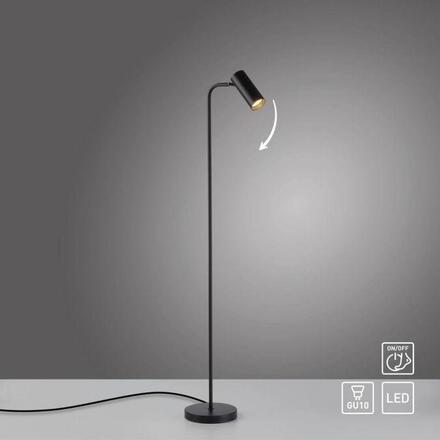 JUST LIGHT Kolekce Schöner Wohnen LED stojací svítidlo RIK, černé, otočné a nastavitelné, šňůrový vypínač 3000K