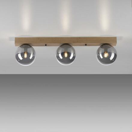 LEUCHTEN DIREKT is JUST LIGHT stropní svítidlo 3 ramenné dřevo kouřová barva v udržitelném designu IP20 LD 11393-79