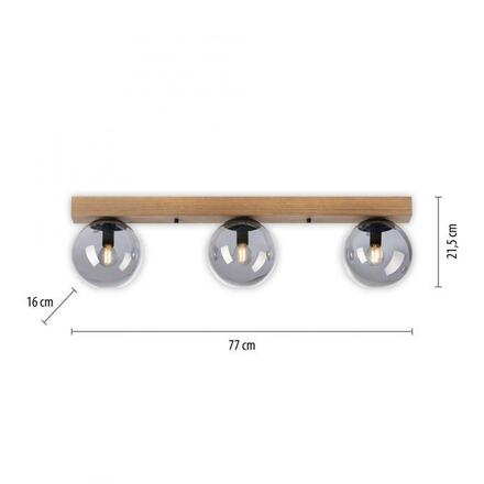 LEUCHTEN DIREKT is JUST LIGHT stropní svítidlo 3 ramenné dřevo kouřová barva v udržitelném designu IP20 LD 11393-79