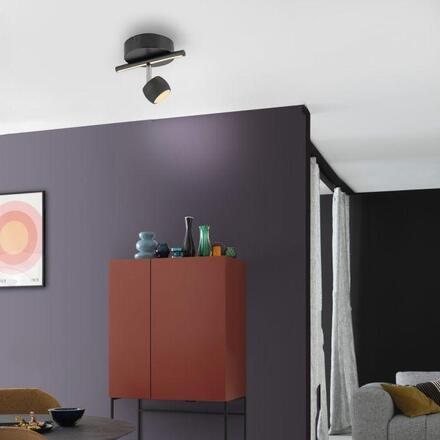 JUST LIGHT LED stropní svítidlo černé JARIK jednoramenné, řízení vypínačem, nastavitelné 3000K