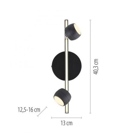 JUST LIGHT LED stropní svítidlo černé JARIK 2-ramenné, řízení vypínačem, nastavitelné 3000K