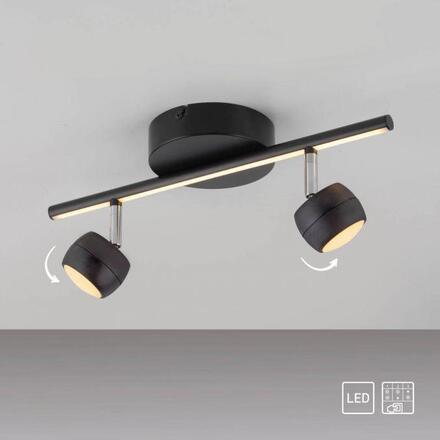JUST LIGHT LED stropní svítidlo černé JARIK 2-ramenné, řízení vypínačem, nastavitelné 3000K