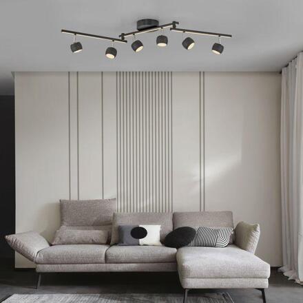 JUST LIGHT LED stropní svítidlo černé JARIK 6-ramenné, řízení vypínačem, nastavitelné 3000K