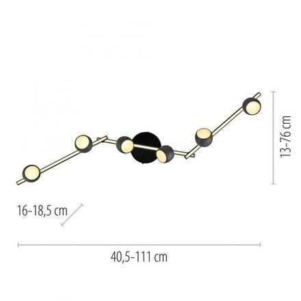 JUST LIGHT LED stropní svítidlo černé JARIK 6-ramenné, řízení vypínačem, nastavitelné 3000K